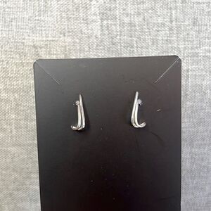 Minimalist Double Curved Bar Pierced Earrings in Sterling Silver